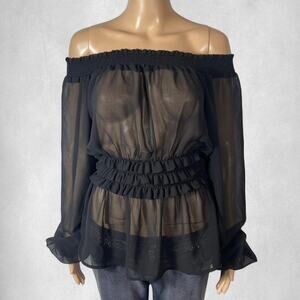 Black off the shoulder ruffle